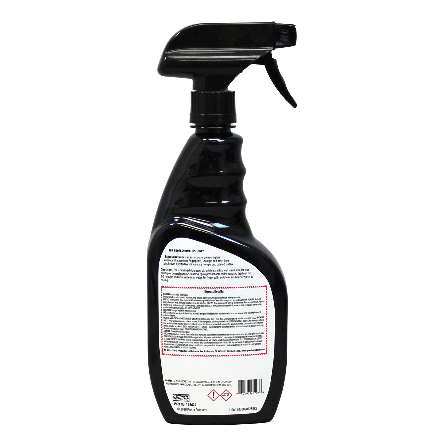 The back of a Presta Marine Express Detailer